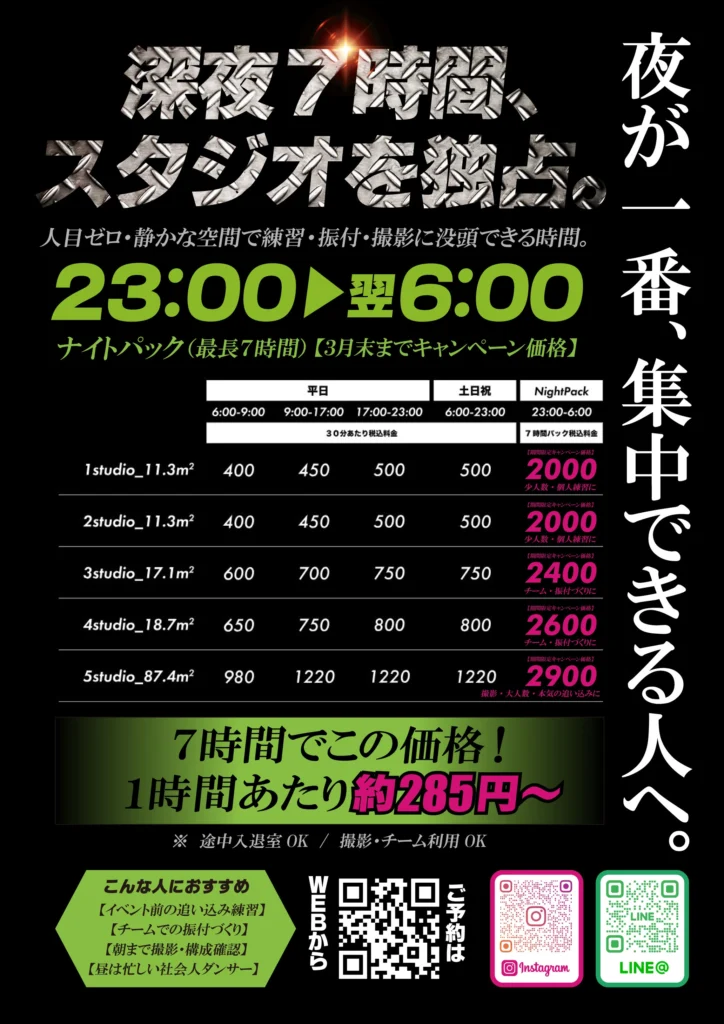 ナイトパックキャンペーン実施!!